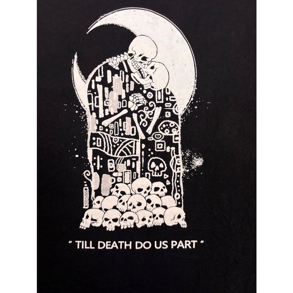 Romwe Women's "Til Death Do Us Part" Graphic Tee - Black, Size Small